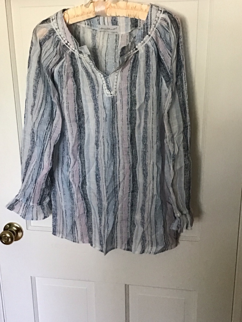 KEREN hart Striped Peasant Tunic - Blue & Pink